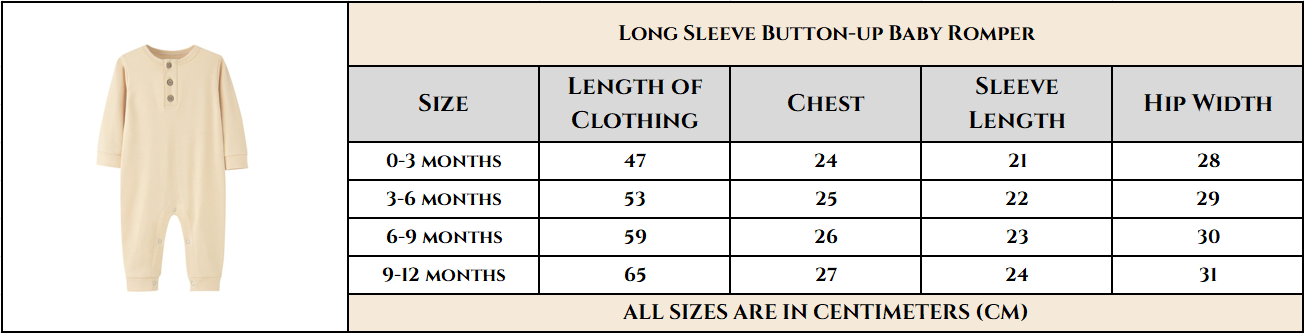 Long Sleeve Baby Romper - Yellow | Button-Up Onesie